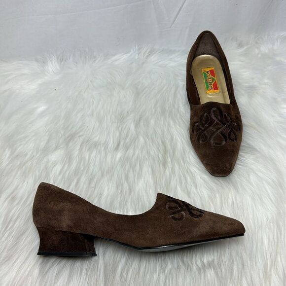 Souliers Shoes - Souliers Brown Suede Low Heel Slip On Shoes Sz 8.5